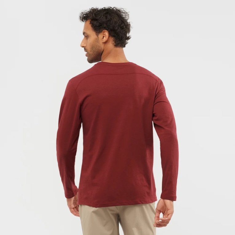 Camiseta Salomon Essential Long Sleeve Masculino Vermelhas | PT F42631